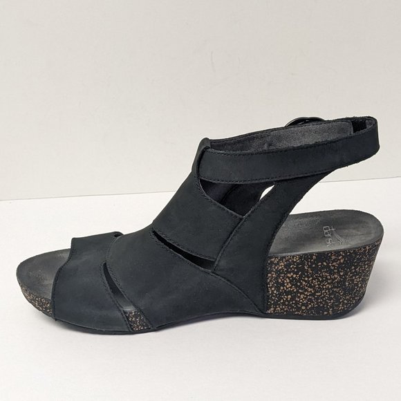 Dansko Sera Wedge Sandals, Black Leather, Women's 42 EU (US 11) - Picture 4 of 7